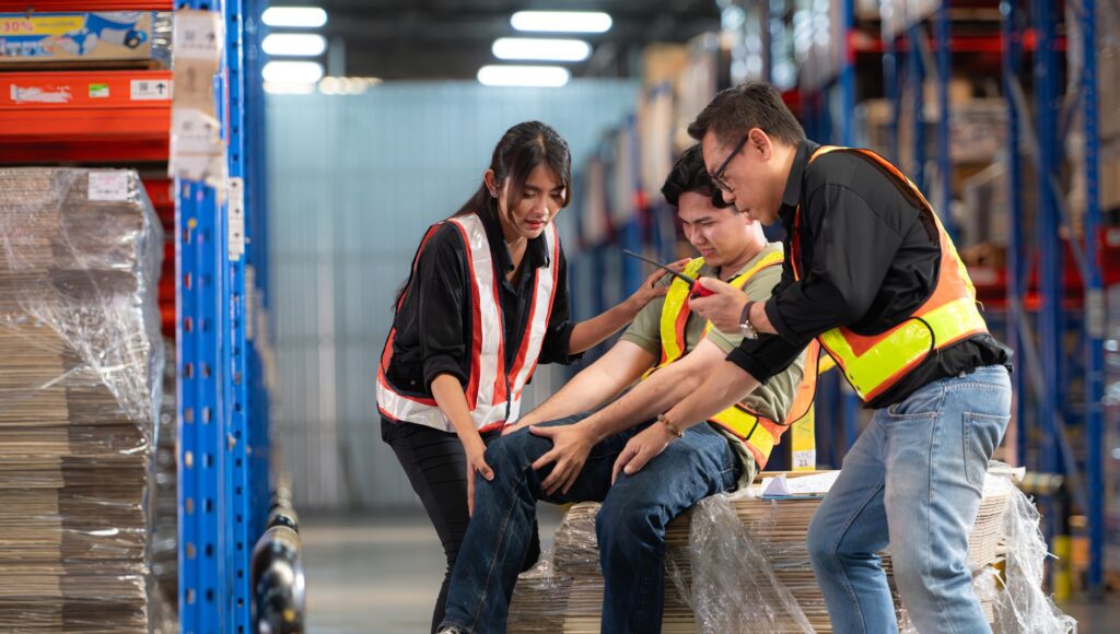A warehouse employee suffered a leg accident at work