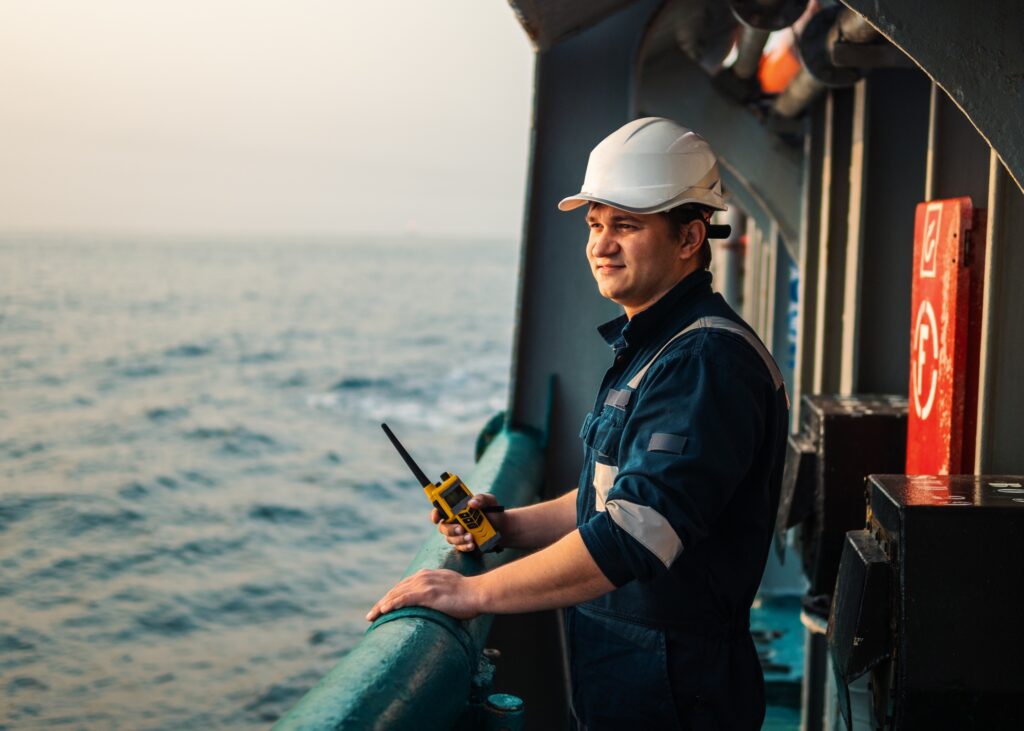 Marine Deck Officer or Chief mate on deck of offshore vessel or ship